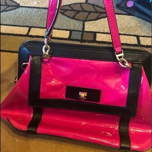 Kate spade patent hot pink and black purse.
